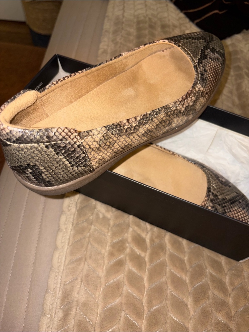 Naturalizer Flexy Women’s Snake-Print Slip-On Flats in Neutral Brown